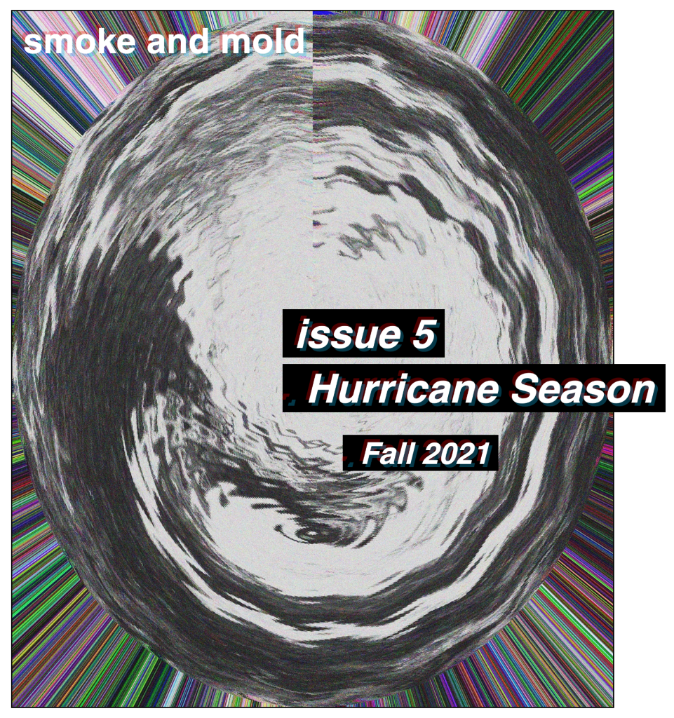 Image of the cover art for smoke and mold Issue 5: Hurricane Season, which features a work of abstract digital art.